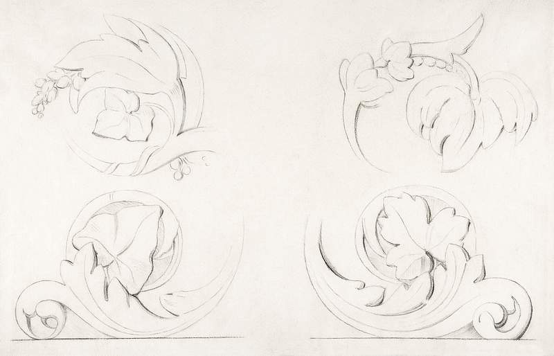Architectural Motifs: Four Rinceaux (ca.1875) by Georges Seurat. Original from The MET Museum. Digitally enhanced by…
