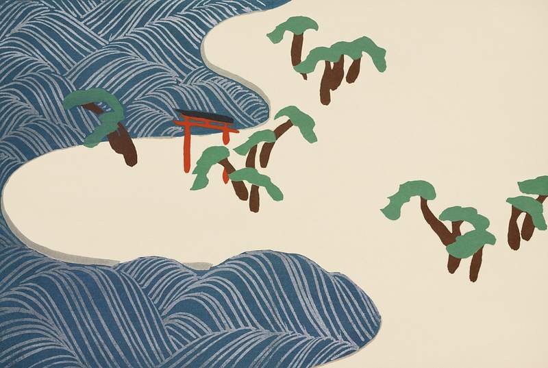 Ocean waves from Momoyogusa–Flowers of a Hundred Generations (ca. 1909–1910) by Kamisaka Sekka. Original from the…