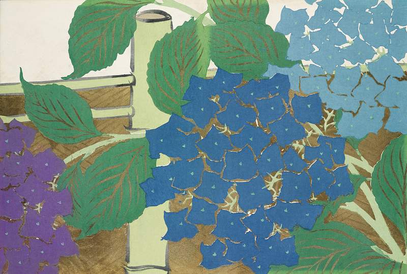 Hydrangea from Momoyogusa–Flowers of a Hundred Generations (ca. 1909–1910) by Kamisaka Sekka. Original from the…