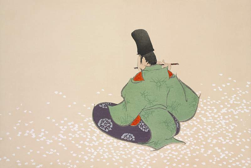 Flute player from Momoyogusa–Flowers of a Hundred Generations (ca. 1909–1910) by Kamisaka Sekka. Original from…