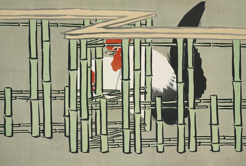 Roosters from Momoyogusa–Flowers of a Hundred Generations (ca. 1909–1910) by Kamisaka Sekka. Original from the…