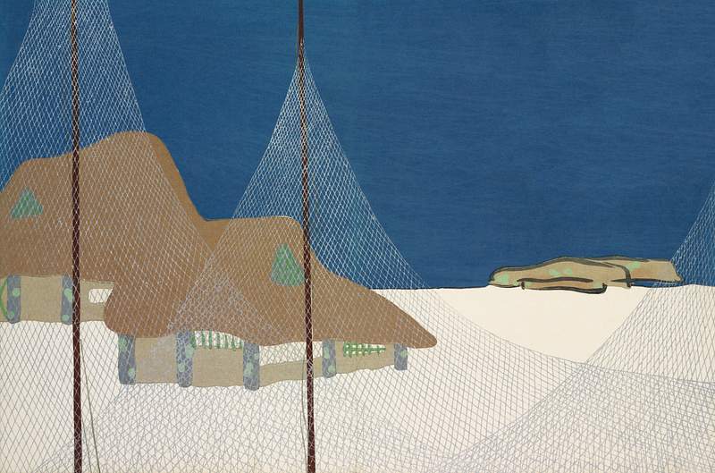 Fishing village from Momoyogusa–Flowers of a Hundred Generations (ca. 1909–1910) by Kamisaka Sekka. Original from…