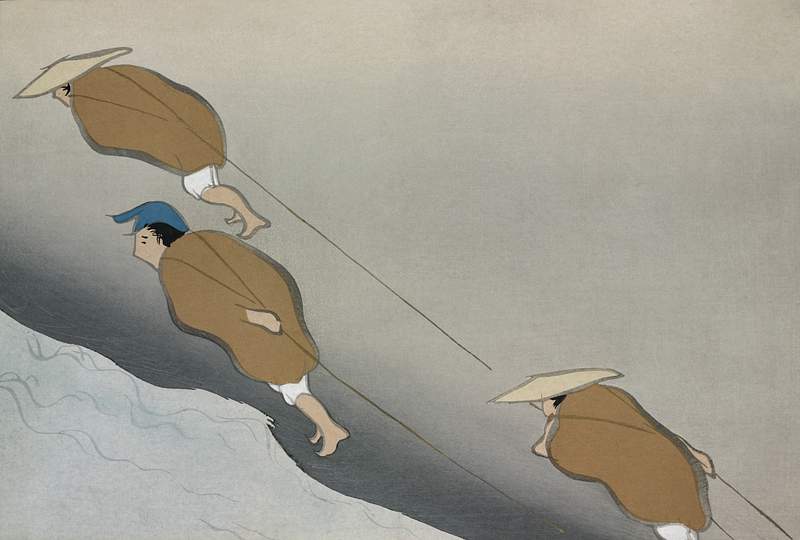 Fishermen from Momoyogusa–Flowers of a Hundred Generations (ca. 1909–1910) by Kamisaka Sekka. Original from the…