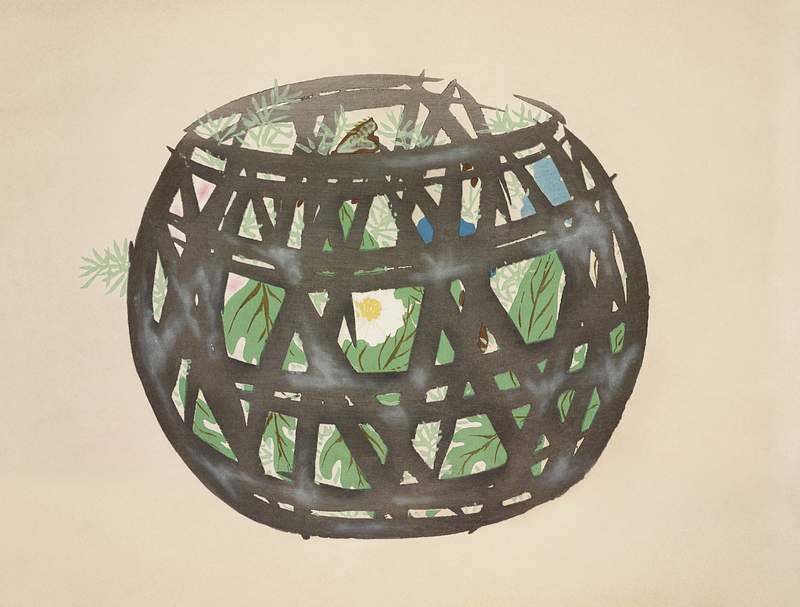 Basket from Momoyogusa–Flowers of a Hundred Generations (1909) by Kamisaka Sekka. Original from the The New York Public…