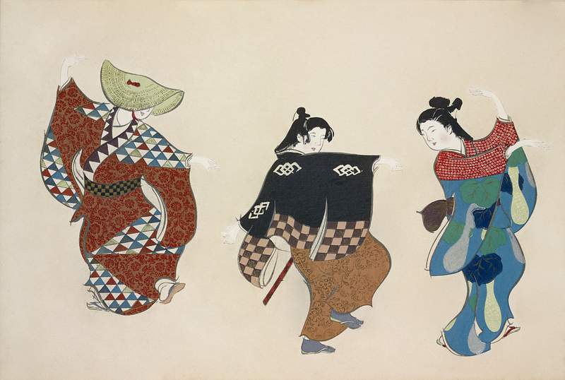 Dancers from Momoyogusa–Flowers of a Hundred Generations (1909) by Kamisaka Sekka. Original from the The New York…