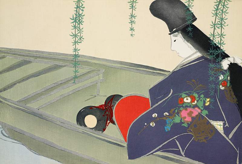Boat from Momoyogusa–Flowers of a Hundred Generations (1909) by Kamisaka Sekka. Original from the The New York Public…