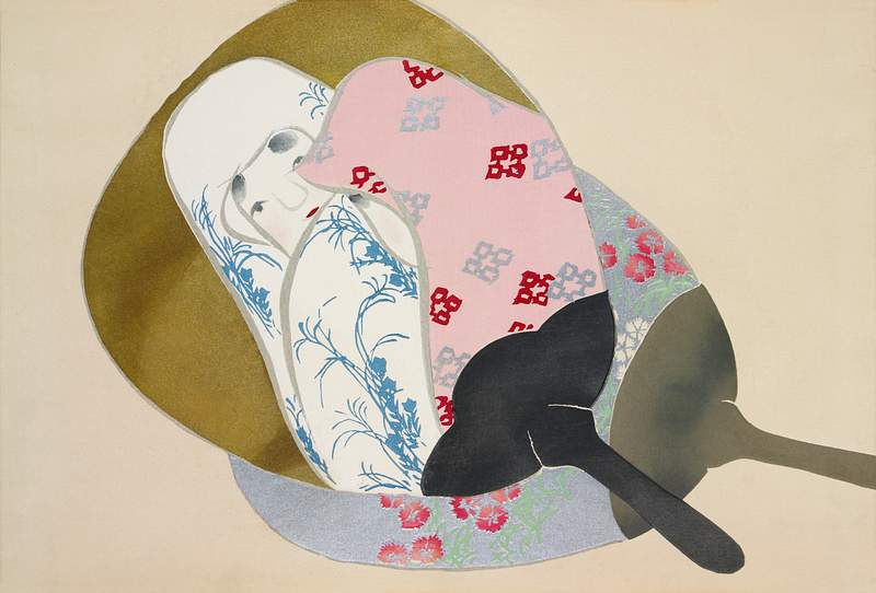 Girl in fan from Momoyogusa–Flowers of a Hundred Generations (1909) by Kamisaka Sekka. Original from the The New York…