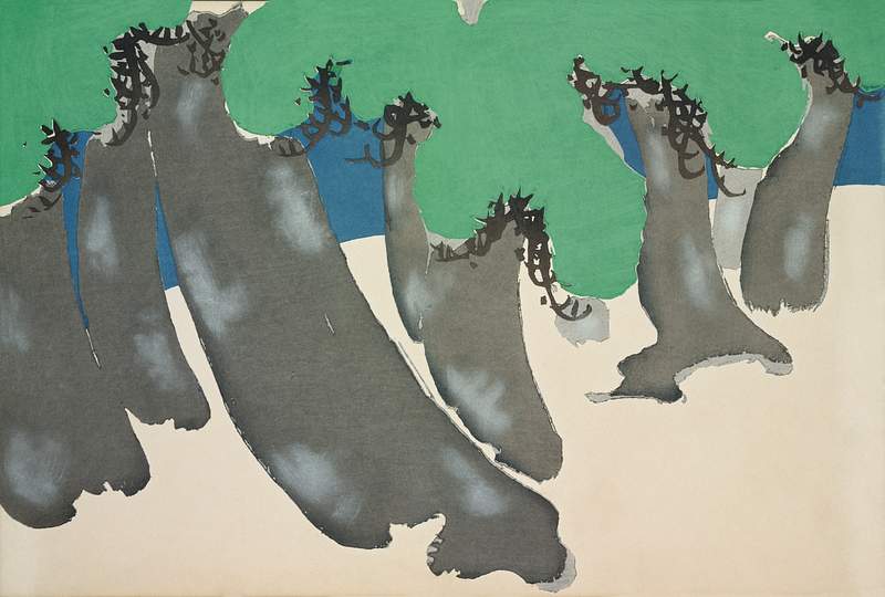 Trees from Momoyogusa–Flowers of a Hundred Generations (ca. 1909–1910) by Kamisaka Sekka. Original from the The…