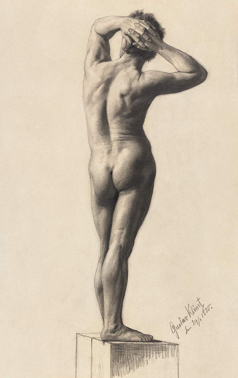 Male Nude (1880) by Gustav Klimt. Original from The Art Institute of Chicago. Digitally enhanced by rawpixel.