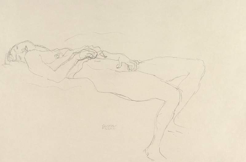 Reclining Nude (ca. 1912–1913) by Gustav Klimt. Original from The MET Museum. Digitally enhanced by rawpixel.