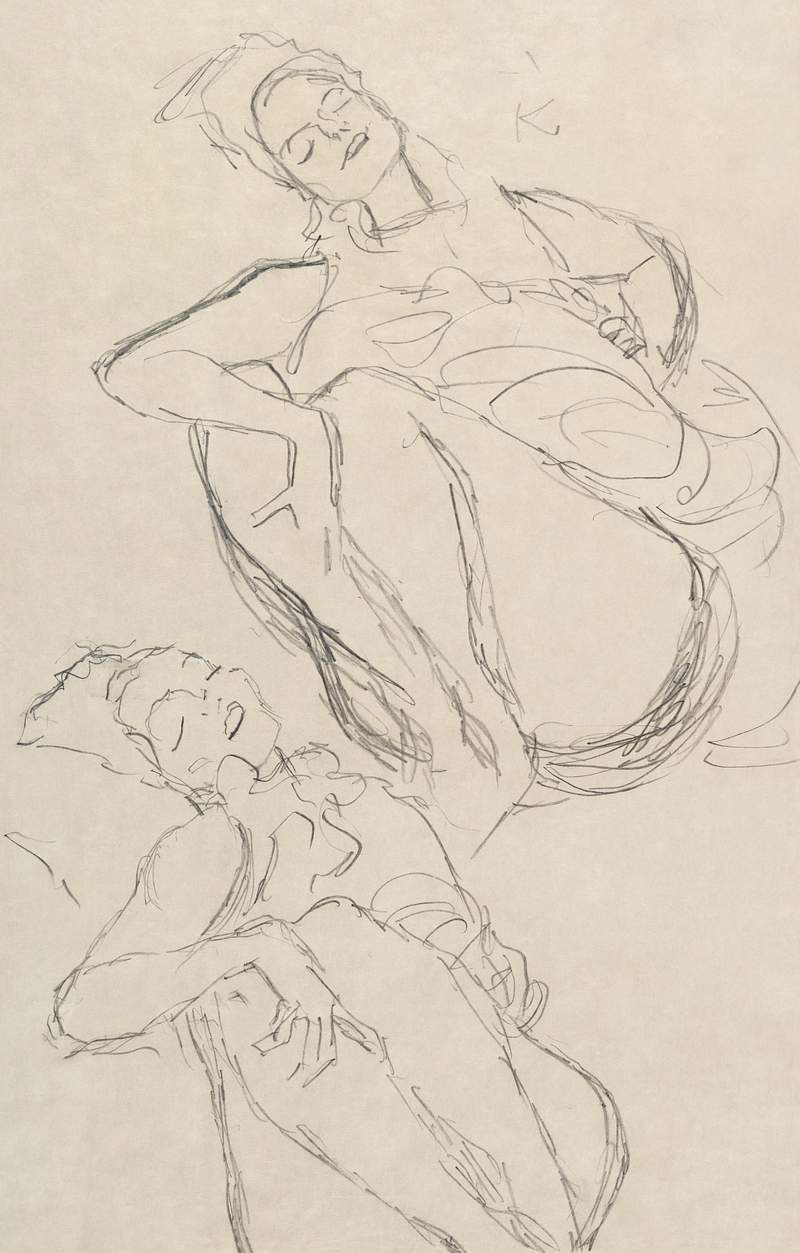 Two Studies for a Crouching Woman (ca. 1914–1915) by Gustav Klimt. Original from The MET Museum. Digitally enhanced by…
