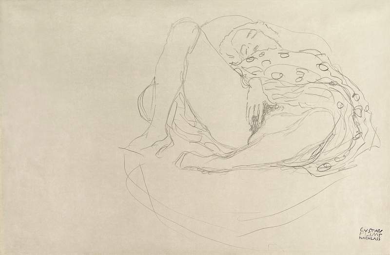 Reclining Nude with Drapery (ca. 1912–1913) by Gustav Klimt. Original from The MET Museum. Digitally enhanced by…