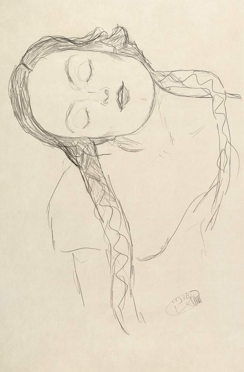 Half-figure of a Young Woman (1918) by Gustav Klimt. Original from The MET Museum. Digitally enhanced by rawpixel.