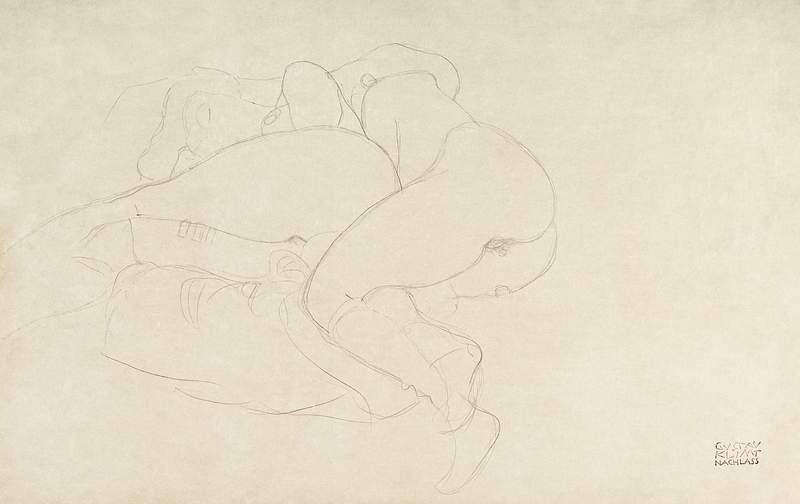 Two Women Friends Reclining (ca. 1905–1906) by Gustav Klimt. Original from The MET Museum. Digitally enhanced by…