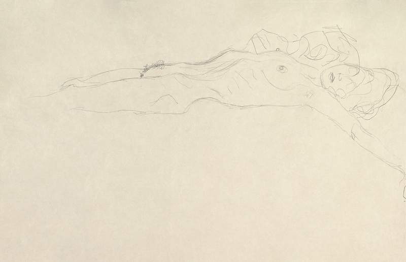 Reclining Nude with Outstretched Left Arm (ca. 1903–1904) by Gustav Klimt. Original from The MET Museum. Digitally…