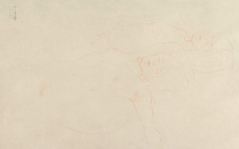 Two Reclining Nudes (ca. 1905–1906) by Gustav Klimt. Original from The MET Museum. Digitally enhanced by rawpixel.