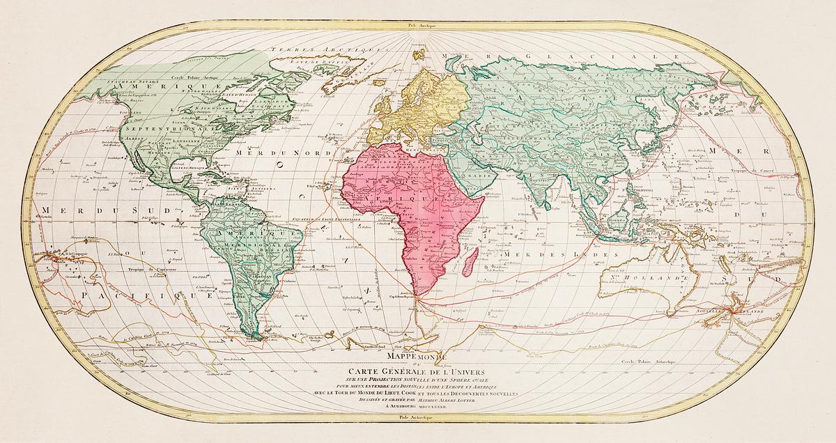 Mappe Monde ou Carte générale de l'Univers | Free public domain illustration Mappe Monde ou Carte générale de l'Univers (1782) by Mathieu Albert Lotter. Original from The Beinecke Rare Book &…
