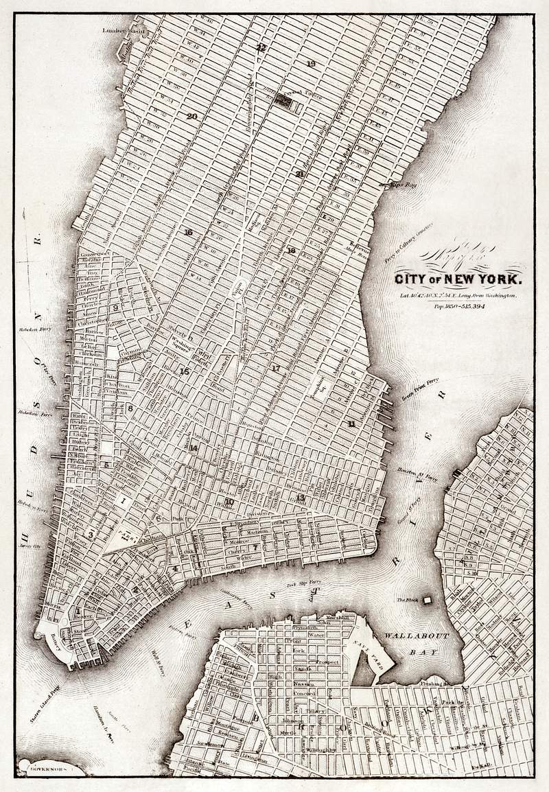 Map of the city of New York | Free public domain illustration Map of the city of New York (ca. 1850) from Library of Congress Geography and Map Division Washington. Original from Library…