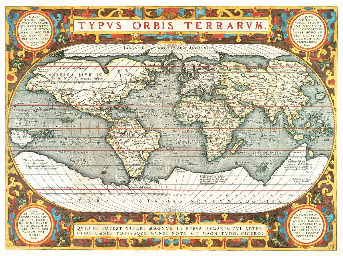 Typus orbis terrarum | Free public domain illustration Typus orbis terrarum (1587–1595) by Abraham Ortelius. Original From The New York Public Library. Digitally enhanced by…