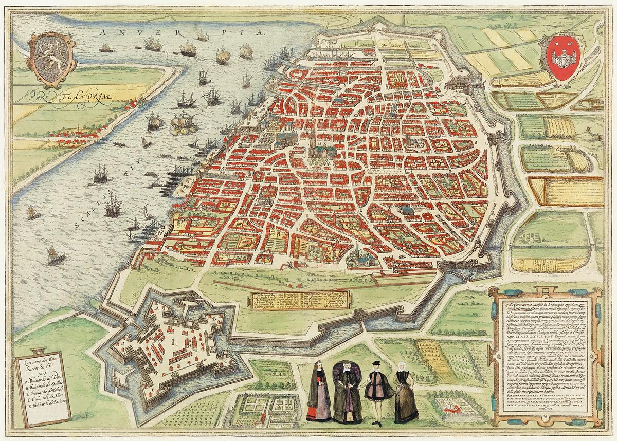View of Antwerp | Free public domain illustration View of Antwerp from Braun and Hogenberg's Civitates Orbis Terrarum (1572–1594) designed by Joris Hoefnagel and edited…