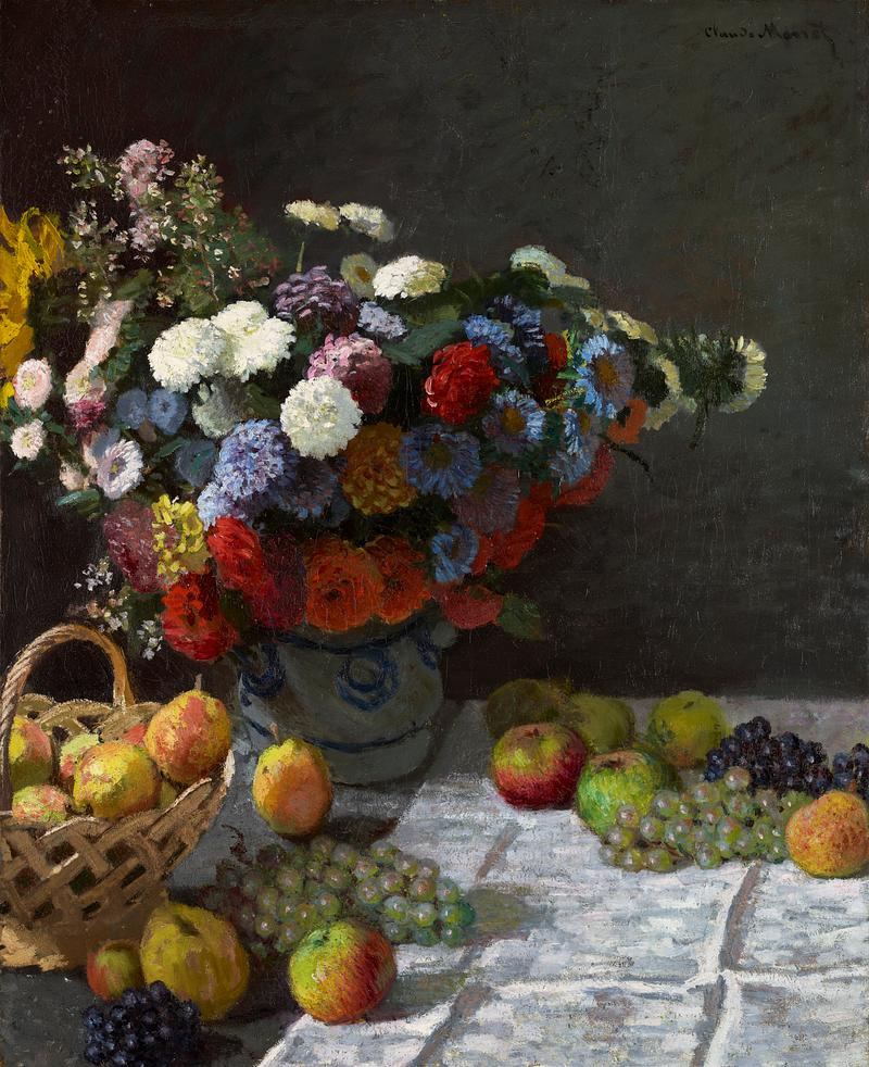 Monet flower still life painting Still Life with Flowers and Fruit (1869) by Claude Monet. Original from the J.Paul Getty Museum. Digitally enhanced by…