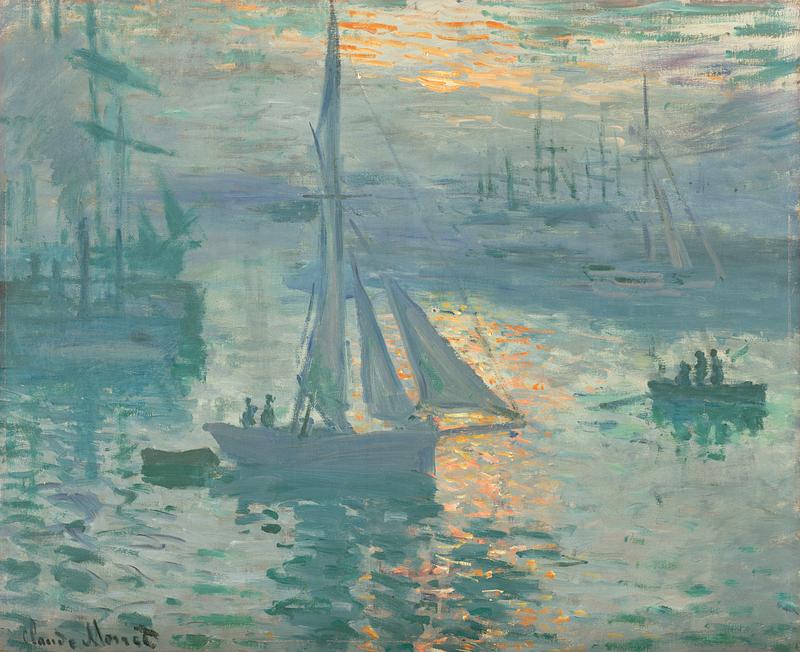 Monet ship painting Sunrise (1873) by Claude Monet. Original from the J.Paul Getty Museum. Digitally enhanced by rawpixel.