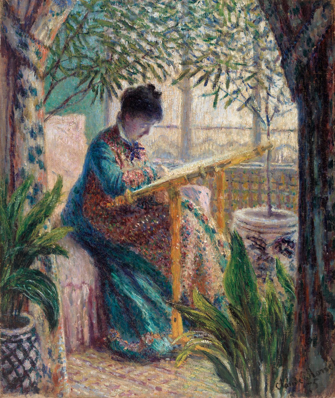 Madame Monet Embroidering (1875) by Claude Monet. Original from the Barnes Foundation. Digitally enhanced by rawpixel. Madame Monet Embroidering (1875) by Claude Monet. Original from the Barnes Foundation. Digitally enhanced by rawpixel.