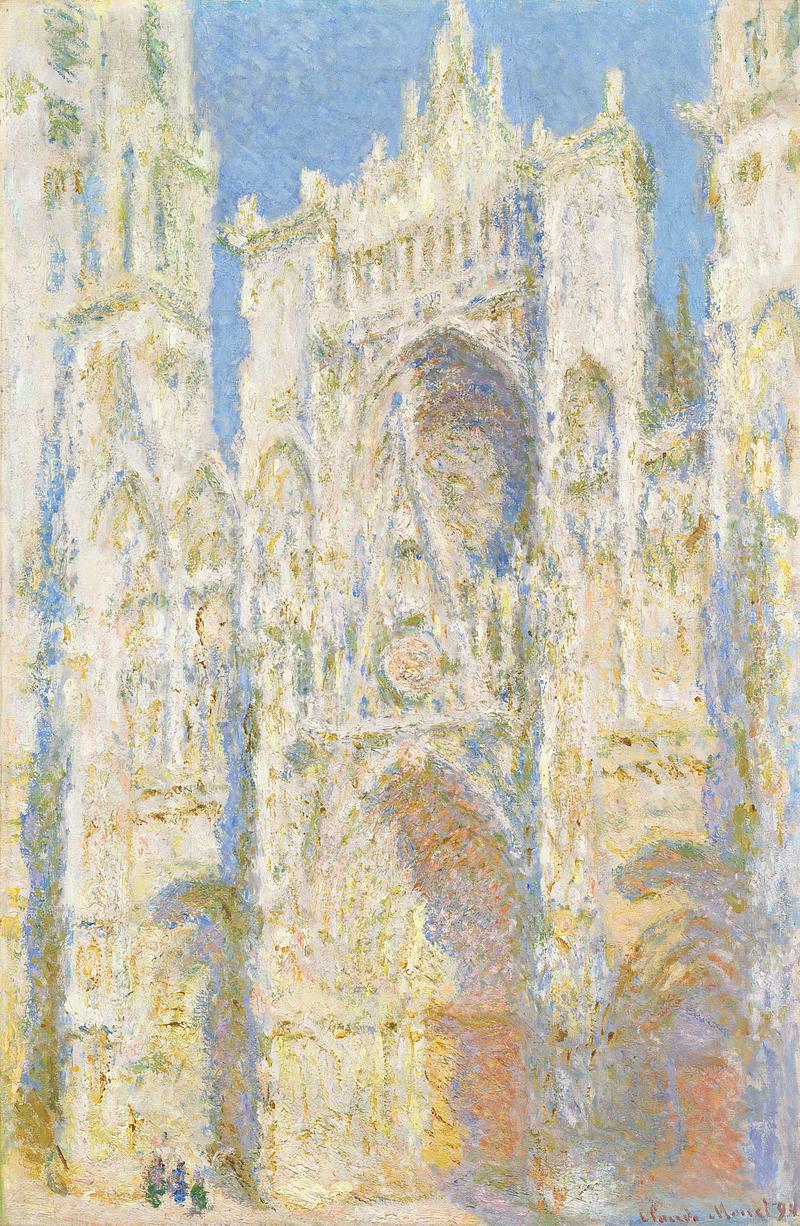 Monet Rouen Cathedral painting Rouen Cathedral, West Façade, Sunlight (1894) by Claude Monet. Original from the National Gallery of Art. Digitally…