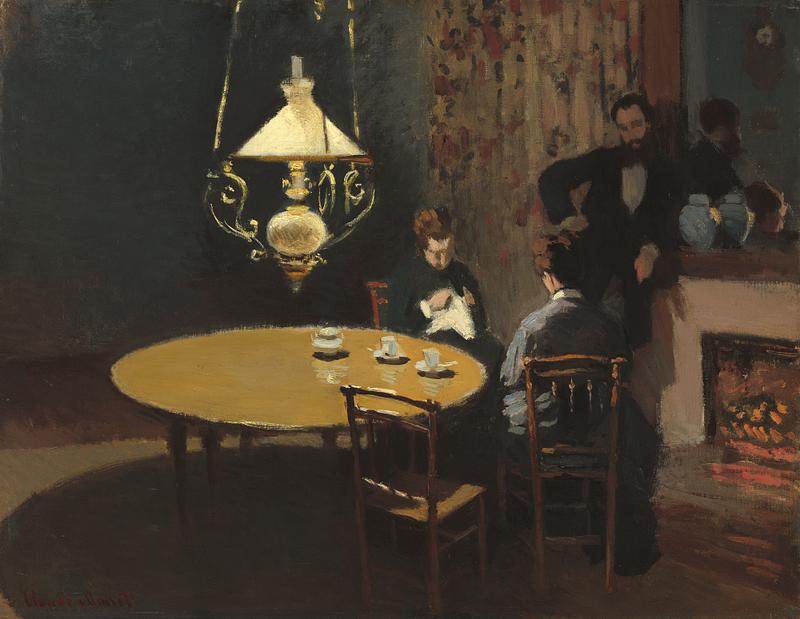 Monet interior painting Interior, after Dinner (1868 –1869) by Claude Monet. Original from the National Gallery of Art. Digitally enhanced by…