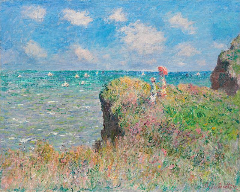 Monet landscape painting wall art Cliff Walk at Pourville (1882) by Claude Monet. Original from the Art Institute of Chicago. Digitally enhanced by rawpixel.