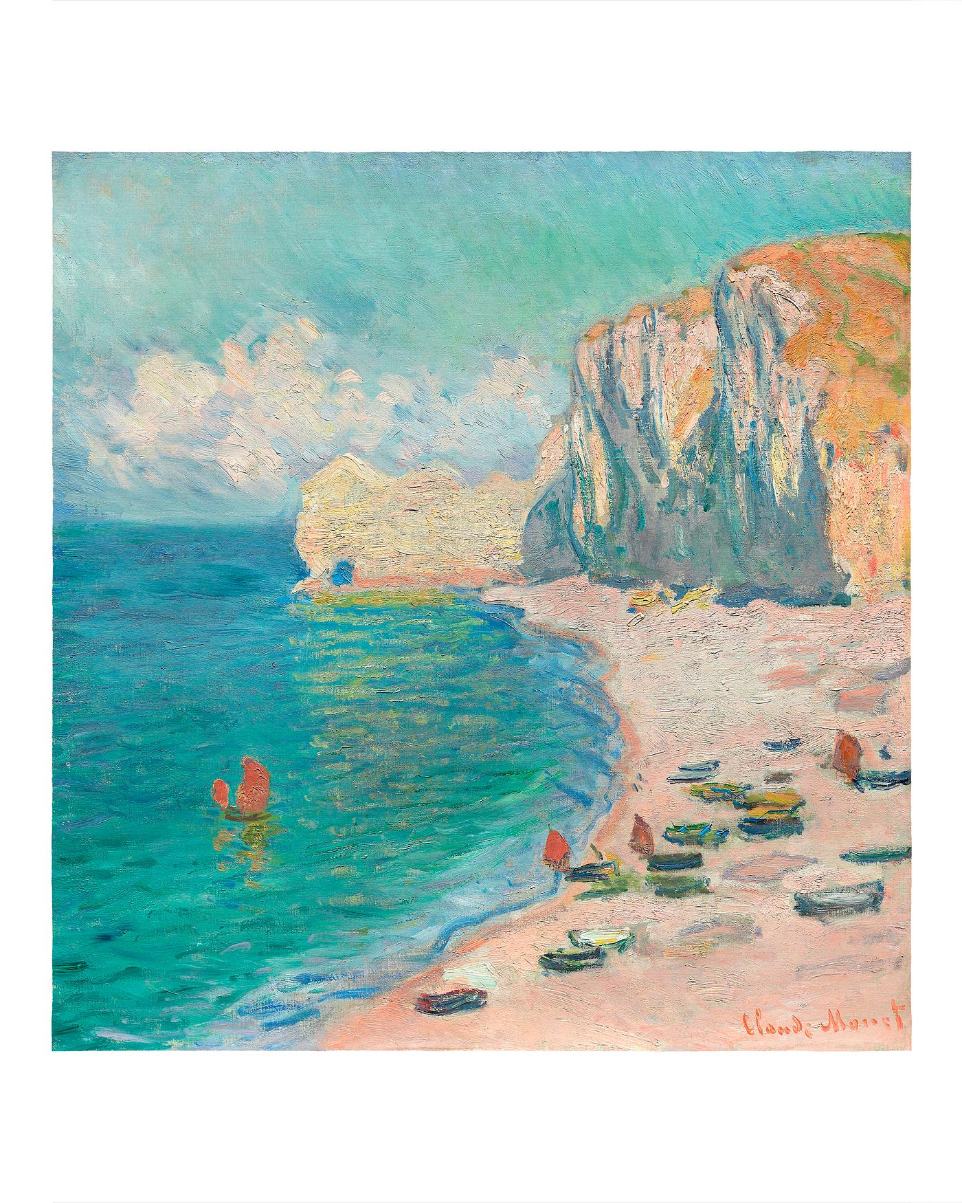 The Beach and the Falaise d'Amont (1885) by Claude Monet. The Beach and the Falaise d'Amont (1885) by Claude Monet.