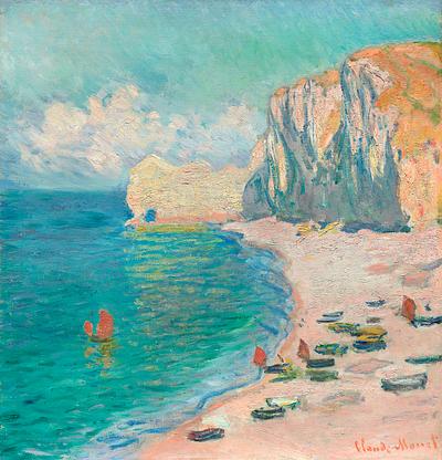 monet claude paintings beach rawpixel chicago institute domain amont enhanced digitally falaise 1885 license