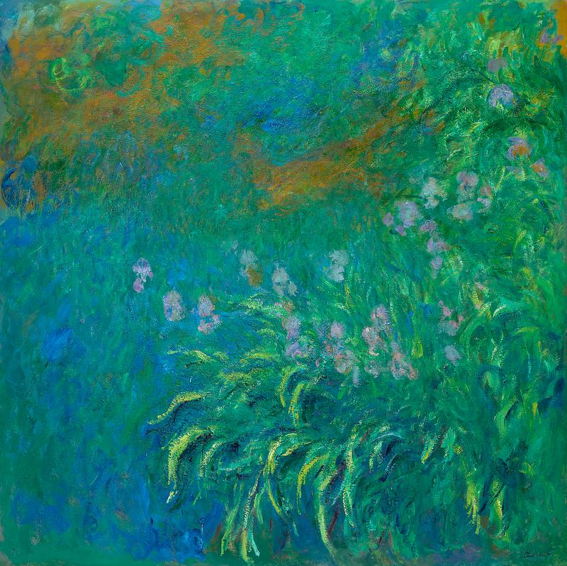 Monet flower painting Irises (1914–1917) by Claude Monet. Original from the Art Institute of Chicago. Digitally enhanced by rawpixel.