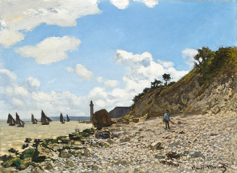 Monet landscape painting wall art The Beach at Honfleur (1864–1866) by Claude Monet. Original from the Los Angeles County Museum of Art. Digitally…