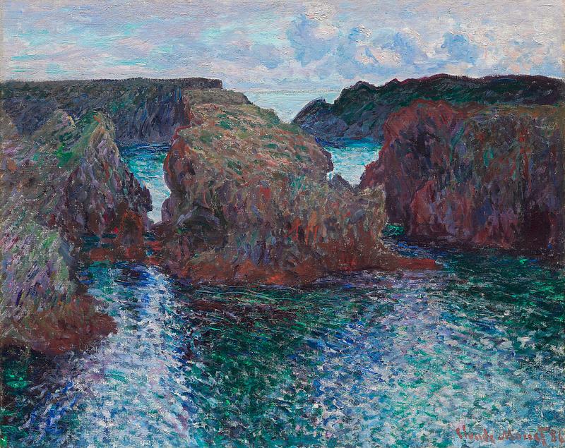 Monet landscape painting wall art Rocks at Port-Goulphar, Belle-Île ( 1886) by Claude Monet. Original from the Art Institute of Chicago. Digitally…