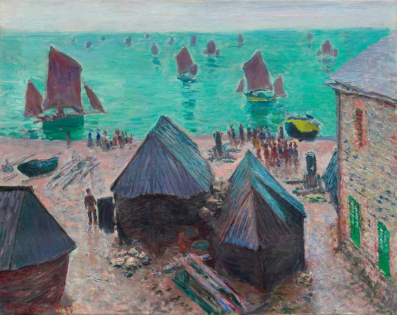 Monet boats painting The Departure of the Boats, Étretat (1885) by Claude Monet. Original from the Art Institute of Chicago. Digitally…