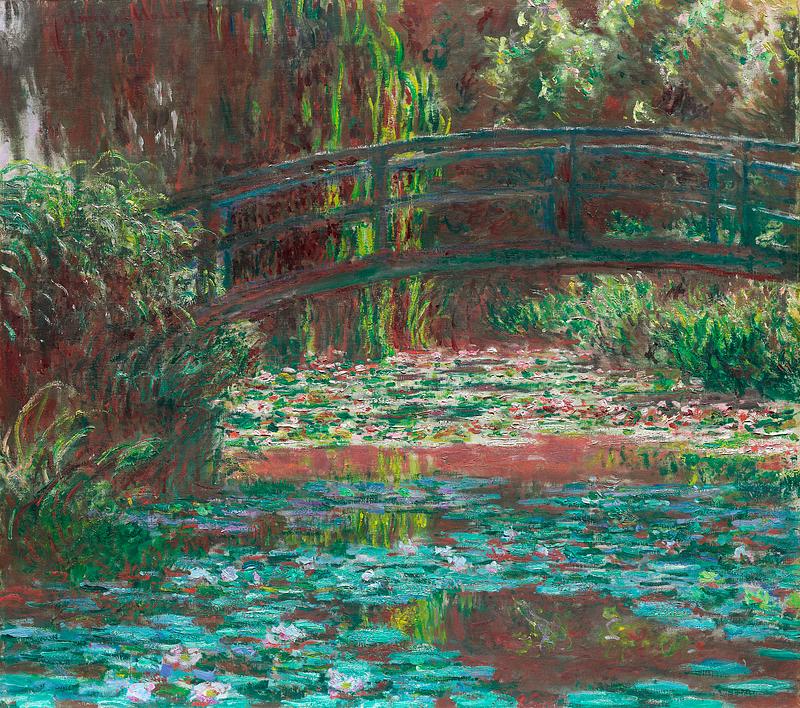 Monet Water Lilies and bridge painting Water Lily Pond (1900) by Claude Monet. Original from the Art Institute of Chicago. Digitally enhanced by rawpixel.
