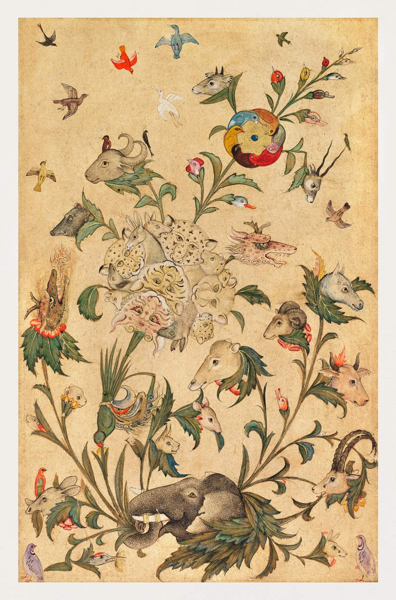 A floral fantasy of animals and birds (Waq–waq) in the early 1600s. Original from The Cleveland Museum of Art.…