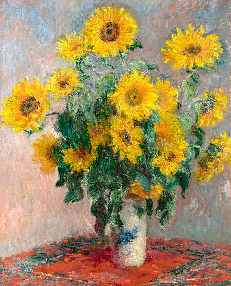 Bouquet of Sunflowers (1881) by Claude Monet,… | Free public domain illustration Bouquet of Sunflowers (1881) by Claude Monet, high resolution famous painting. Original from The MET. Digitally enhanced by…