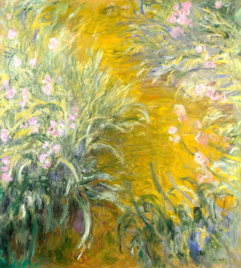 The Path through the Irises (1914–1917) by Claude Monet, high resolution famous painting. Original from The MET.…