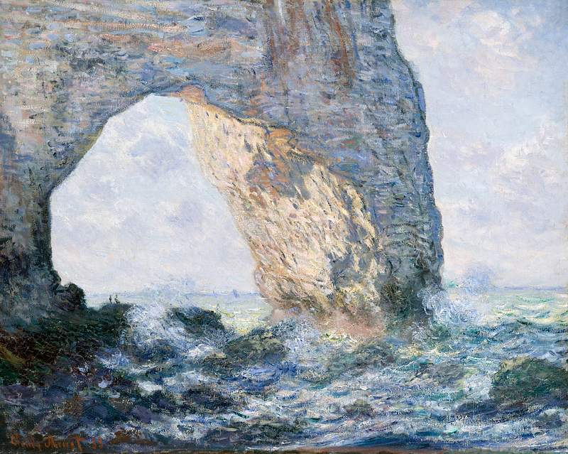 The Manneporte (Étretat) (1883) by… | Free public domain illustration The Manneporte (Étretat) (1883) by Claude Monet, high resolution famous painting. Original from The MET. Digitally…