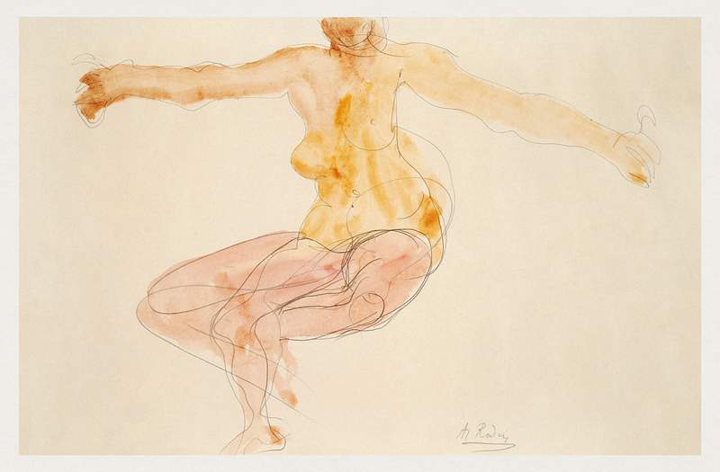 Nude woman dancing sensually by Auguste Rodin. Original from Yale University Art Gallery. Digitally enhanced by rawpixel.