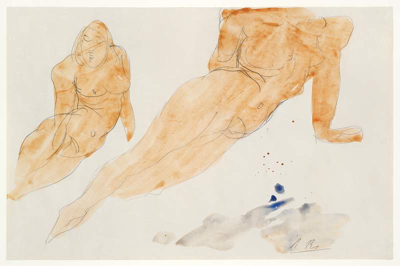 Two Reclining Nudes by Auguste Rodin. Original from Yale University Art Gallery. Digitally enhanced by rawpixel.