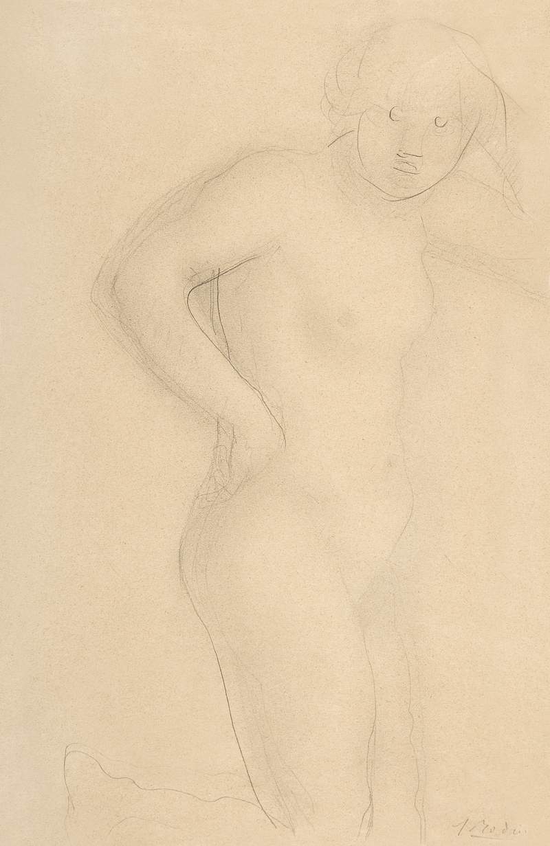 Young Nude Girl Kneeling by Auguste Rodin. Original from The MET museum. Digitally enhanced by rawpixel.