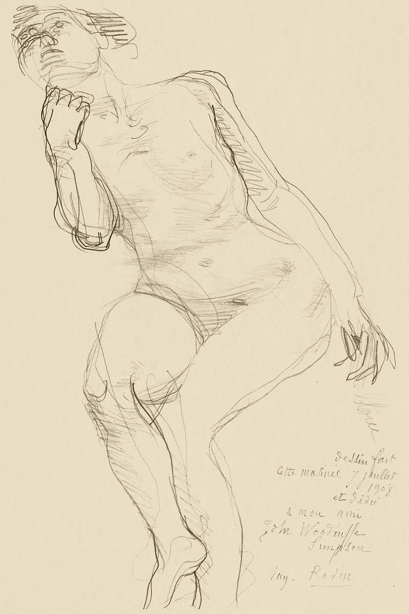 Seated Female Nude Leaning to the Left (1908) by Auguste Rodin. Original from The National Gallery of Art. Digitally enhanced…