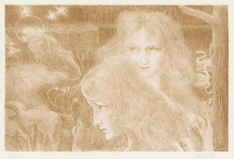 Net Menders (1899) by Jan Toorop. Original from The Rijksmuseum. Digitally enhanced by rawpixel.