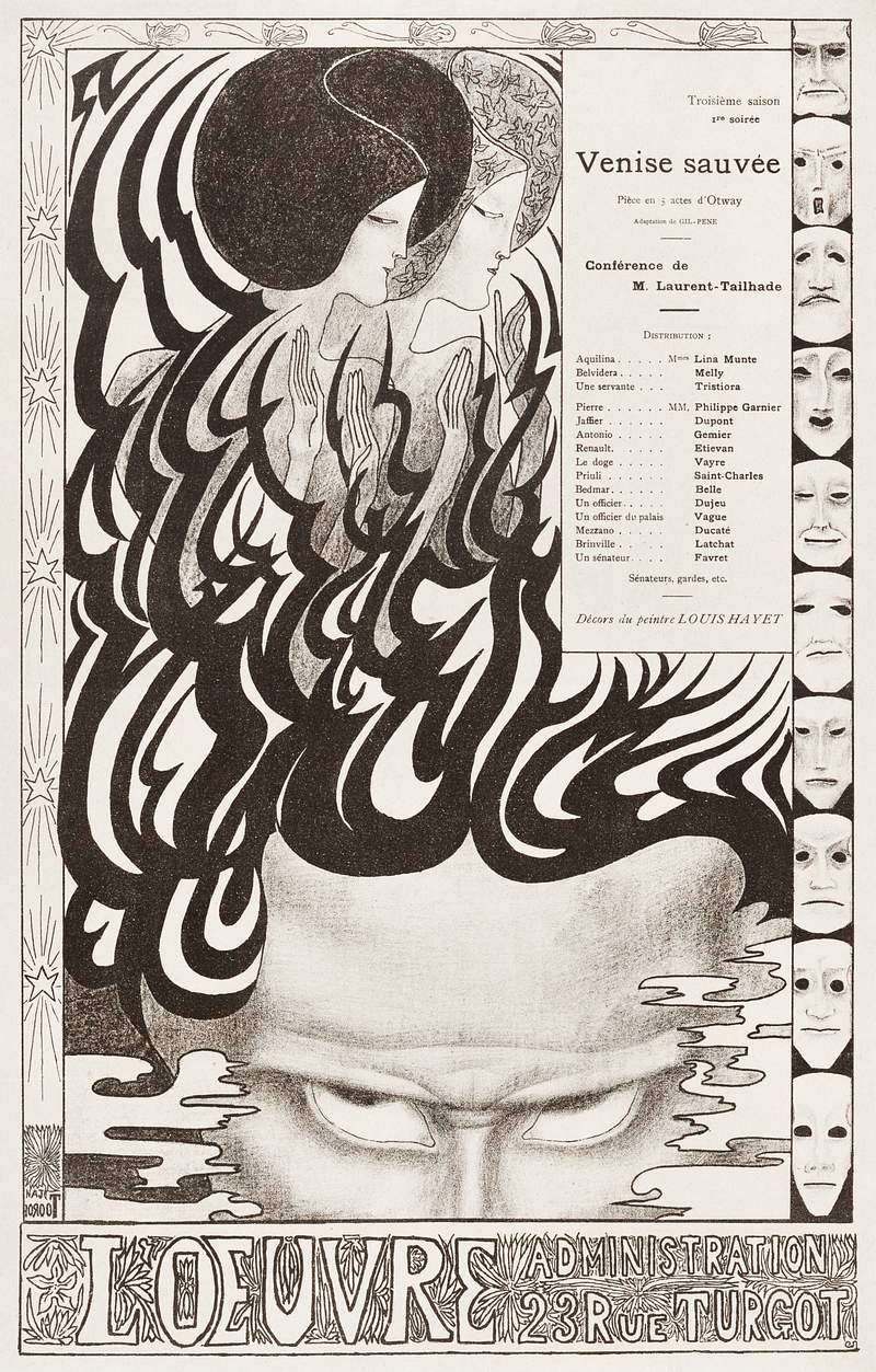 Theatre programme for Venise sauvée by Thomas Otway (1858–1928) by Jan Toorop. Original from The Rijksmuseum.…