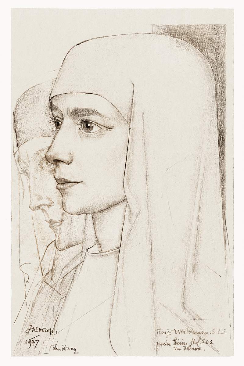 Portrait of Treesje Westermann, Mother Thérèse Huf of Bethany (1927) by Jan Toorop. Original from The…