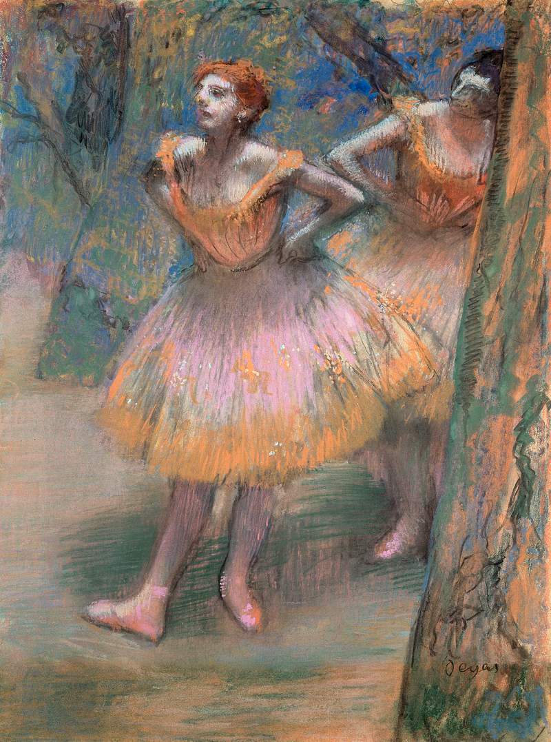 Two Dancers (1893–1898) painting in high resolution by the famous Edgar Degas. Original from the Art Institute of…