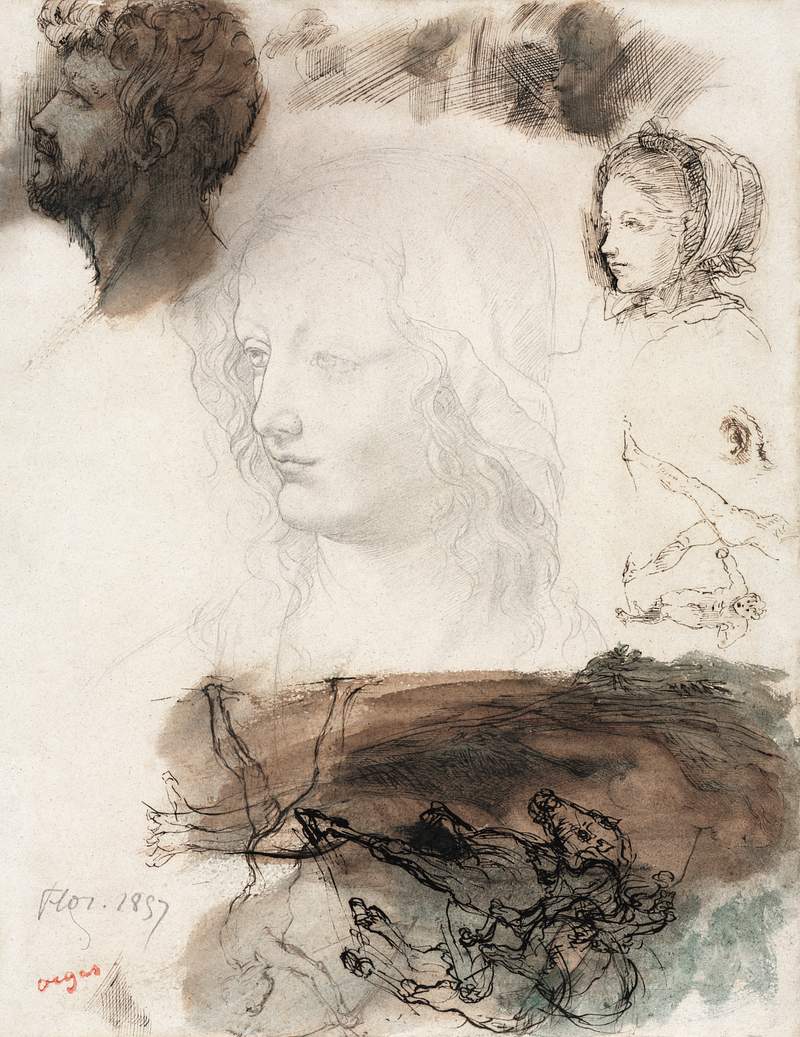 Sheet of Studies and Sketches (1858) drawing in high resolution by Edgar Degas. Original from The Cleveland Museum of Art. Digitally enhanced by rawpixel. Sheet of Studies and Sketches (1858) drawing in high resolution by Edgar Degas. Original from The Cleveland Museum of Art.…